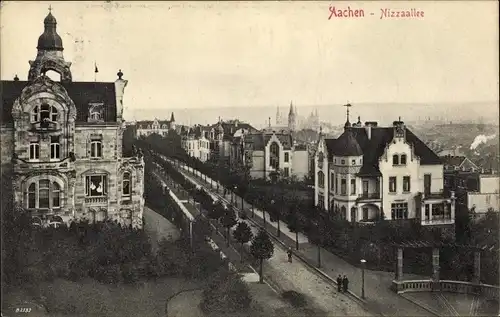 Ak Aachen in Nordrhein Westfalen, Nizzaallee, Panorama