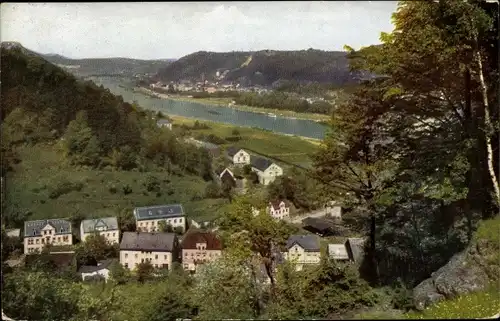 Ak Bad Schandau an der Elbe, Blick von der Carola Höhe