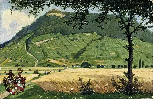 Künstler Ak Schmidt, C., Schwanberg Rödelsee in Unterfranken, Schlossgut Schwanberg, Wappen