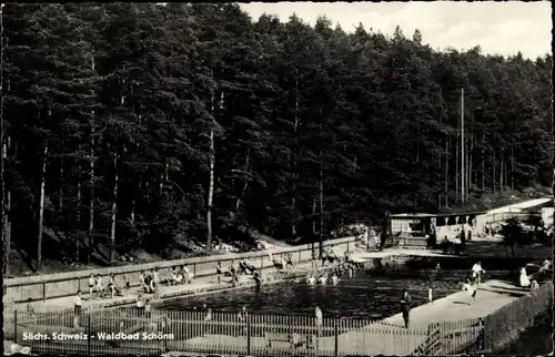 Ak Schöna Sächsische Schweiz, Waldbad