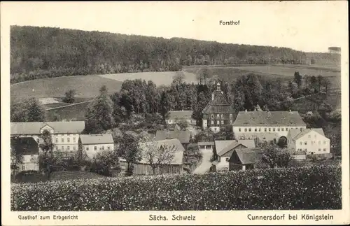 Ak Cunnersdorf Hohnstein Sächsische Schweiz, Gasthof zum Erbgericht, Forsthof