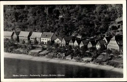Ak Postelwitz Bad Schandau Sächsische Schweiz, Sieben-Brüder-Häuser