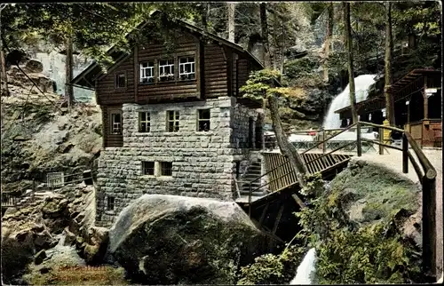 Ak Rathen an der Elbe Sächsische Schweiz, Amselfall