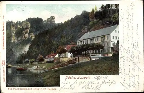 Ak Rathen an der Elbe Sächsische Schweiz, Basteifelsen, Erbgericht