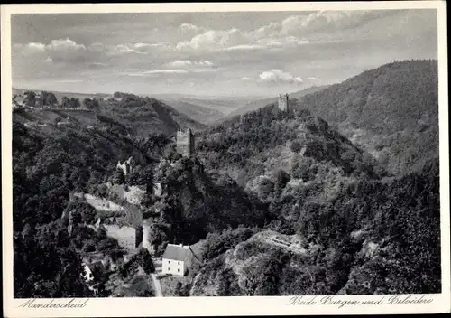 Ak Manderscheid in der Eifel, Beide Burgen und Belvedere
