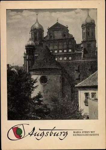 Ak Augsburg in Schwaben, Maria Stern mit Rathaus-Rückseite