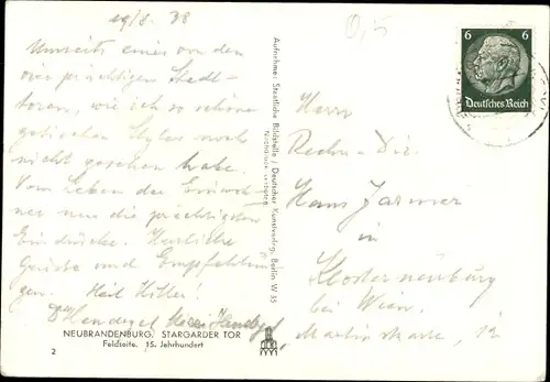 Ak Neubrandenburg in Mecklenburg, Stargarder Tor, Feldseite