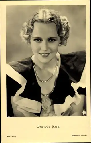 Ak Schauspielerin Charlotte Susa, Portrait