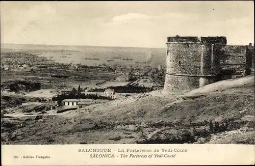 Ak Saloniki Thessaloniki Griechenland, La Forteresse de Yedi Coulé, Blick von der Festung