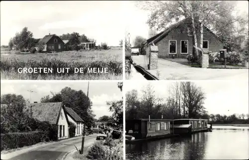 Ak de Meije Südholland Niederlande, Häuser, Hausboot, Straße