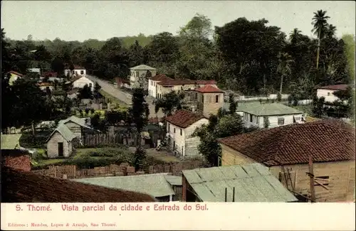 Ak São Tomé Thomé, Vista parcial da cidade e Estrada do Sul