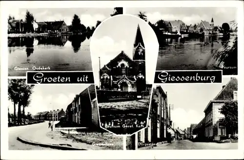 Ak Giessenburg Südholland, Giessen Oudekerk, Peursum, Giessenlaan, Dorpsstraat