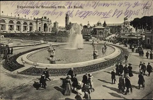 Ak Bruxelles Brüssel, Exposition 1910, Le Bassin