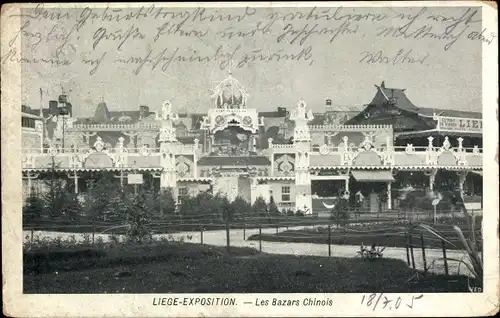 Ak Liège Lüttich Wallonien, Exposition Universelle 1905, Les Bazars Chinois