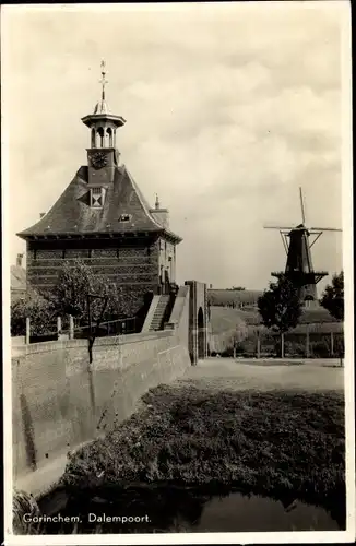 Ak Gorinchem Südholland Niederlande, Dalempoort, Windmühle