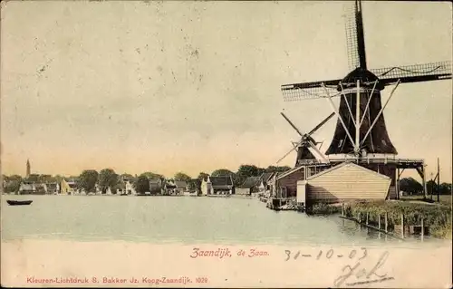 Ak Zaandijk Nordholland, de Zaan, Windmühle