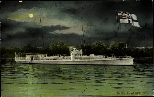 Ak Deutsches Kriegsschiff, SMY Carmen, Yacht