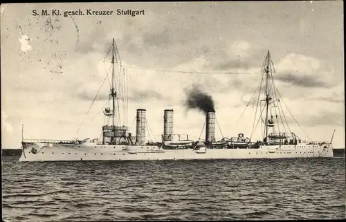 Ak Deutsches Kriegsschiff, SMS Stuttgart, Kleiner geschützter Kreuzer, Kaiserliche Marine