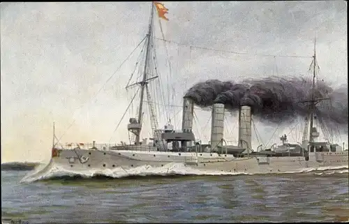 Künstler Ak Rave, Chr., Marine Galerie 182, Deutsches Kriegsschiff SMS Hamburg, kl. Kreuzer, 1903