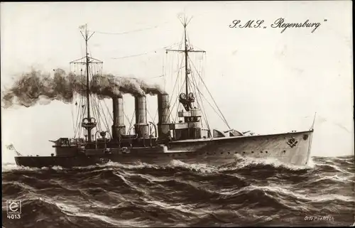 Ak Deutsches Kriegsschiff, SMS Regensburg, Kleiner Kreuzer, Kaiserliche Marine