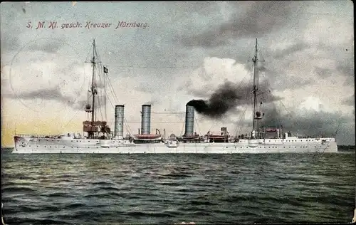 Ak Deutsches Kriegsschiff, SMS Nürnberg, Kleiner geschützter Kreuzer, Kaiserliche Marine