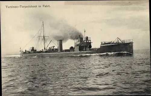 Ak Deutsches Kriegsschiff, Turbinen Torpedoboot in Fahrt, Kaiserliche Marine