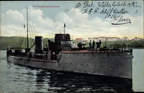Ak Deutsches Kriegsschiff, Hochsee Torpedoboot, Kaiserliche Marine