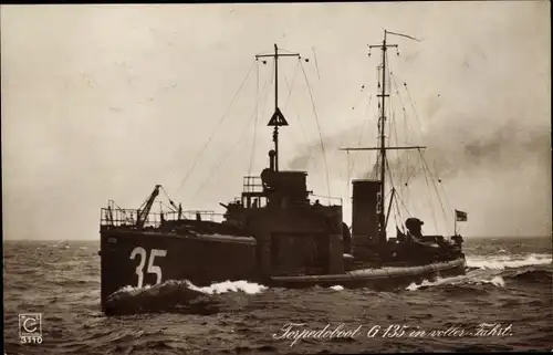 Ak Deutsches Kriegsschiff, Torpedoboot G 135 in voller Fahrt, Kaiserliche Marine