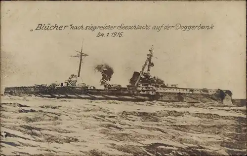 Foto Ak Deutsches Kriegsschiff, SMS Blücher, sinkend