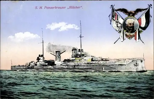 Ak Deutsches Kriegsschiff SMS Blücher, Panzerkreuzer, Kaiserliche Marine