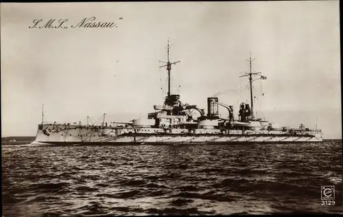 Ak Deutsches Kriegsschiff, SMS Nassau, Kaiserliche Marine