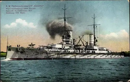 Ak Deutsches Kriegsschiff, SMS Kaiserin, Turbinenlinienschiff, Kaiserliche Marine