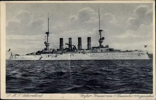 Ak Deutsches Kriegsschiff, SMS Scharnhorst, Großer Kreuzer, Kaiserliche Marine