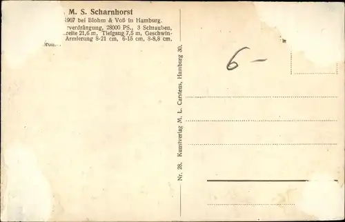 Ak Deutsches Kriegsschiff, SMS Scharnhorst, Großer Kreuzer, Kaiserliche Marine