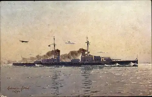 Künstler Ak Lindemann Frommel, Deutsches Kriegsschiff, SMS Großer Kurfürst, Kaiserliche Marine