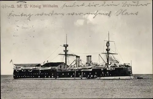 Ak Deutsches Kriegsschiff, SMS König Wilhelm, Kaiserliche Marine