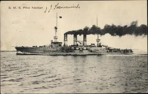 Ak Deutsches Kriegsschiff, SMS Prinz Adalbert, Großer Kreuzer, Kaiserliche Marine