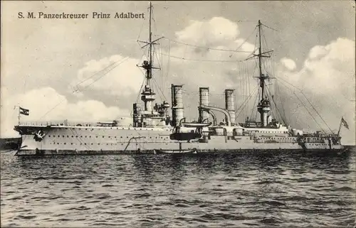 Ak Deutsches Kriegsschiff, SMS Prinz Adalbert, Panzerkreuzer, Kaiserliche Marine