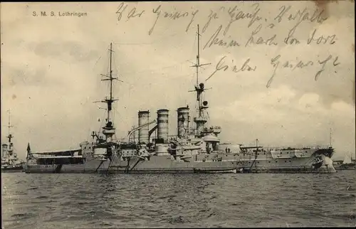 Ak Deutsches Kriegsschiff, SMS Lothringen, Kaiserliche Marine