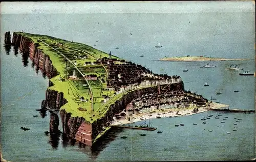 Ak Helgoland in Schleswig Holstein, Insel und Düne aus der Vogelschau