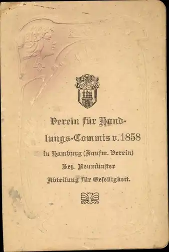 Relief Ak Hamburg, Verein für Handlungs-Commis v. 1858, Abteilung für Geselligkeit
