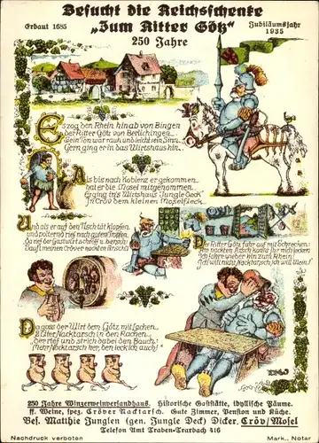 Ak Kröv an der Mosel, Reichsschenke Zum Ritter Götz, 250 Jahre Winzerweinverbandhaus