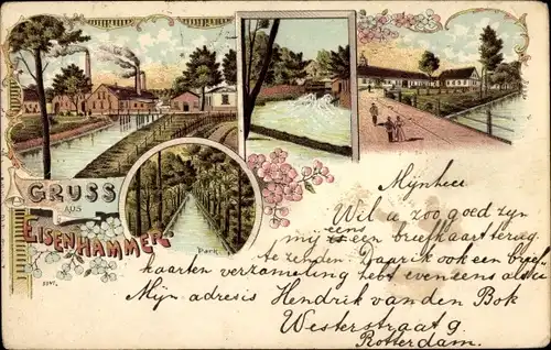 Litho Bad Düben an der Mulde Sachsen, Heide-Gasthof Eisenhammer, Park