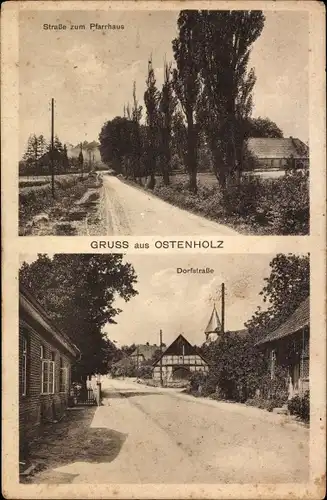 Ak Ostenholz Hartem Osterheide, Straße zum Pfarrhaus, Dorfstraße
