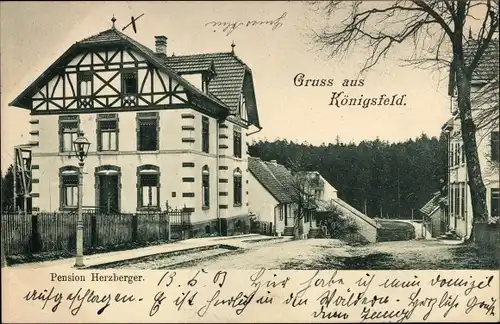 Ak Königsfeld im Schwarzwald Baden, Pension Herzberger