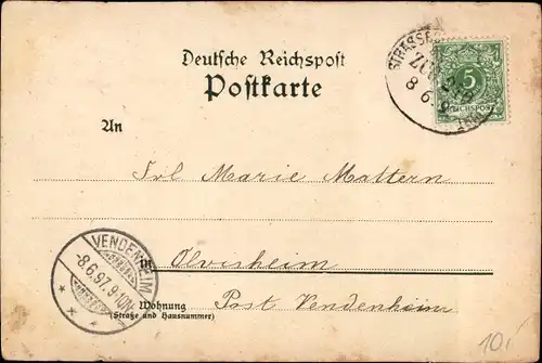 Litho Neckarsteinach in Hessen, Schwalbennest, Dilsberg, Blick auf den Ort