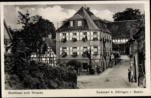 Ak Spessart Ettlingen in Baden, Gasthaus zum Strauss