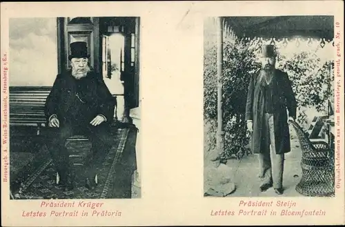 Ak Südafrika, Präsident Paul Kruger in Prätoria, Präsident Steijn in Bloemfontein