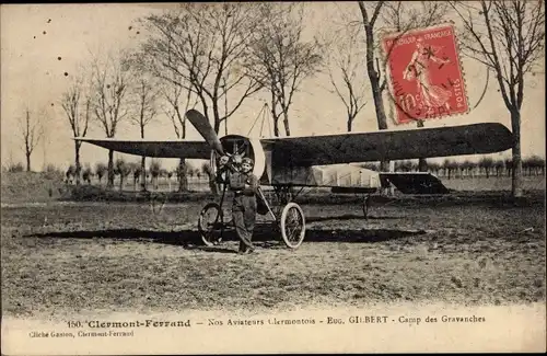 Ak Clermont Ferrand Puy de Dôme, Aviateur Clermontois, Eug. Gilbert, Camp des Gravanches