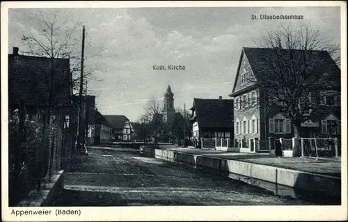 Ak Appenweier in Baden Württemberg, Blick auf die katholische Kirche, St. Elisabethenhaus